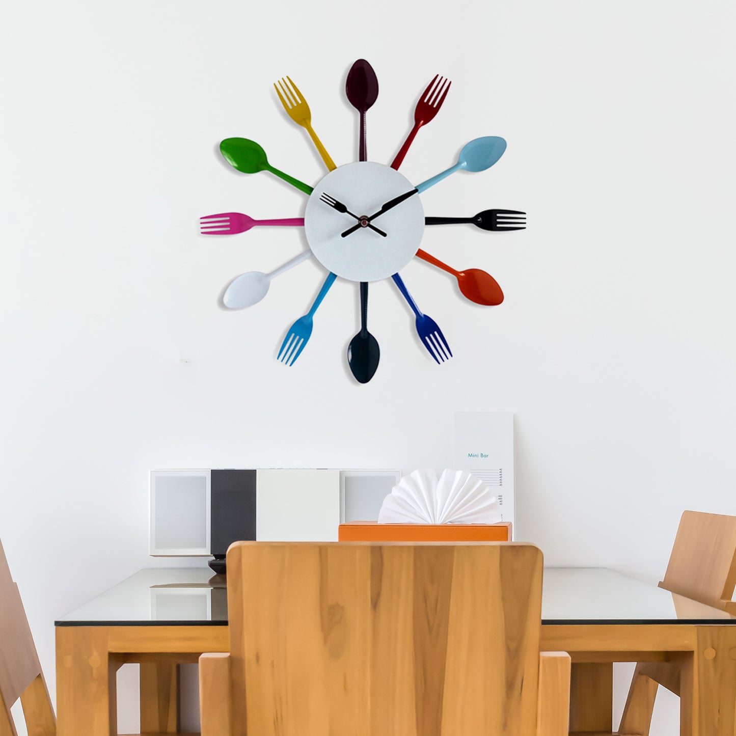 WC2044CU - Colourful Kitchen Cutlery Wall Clock