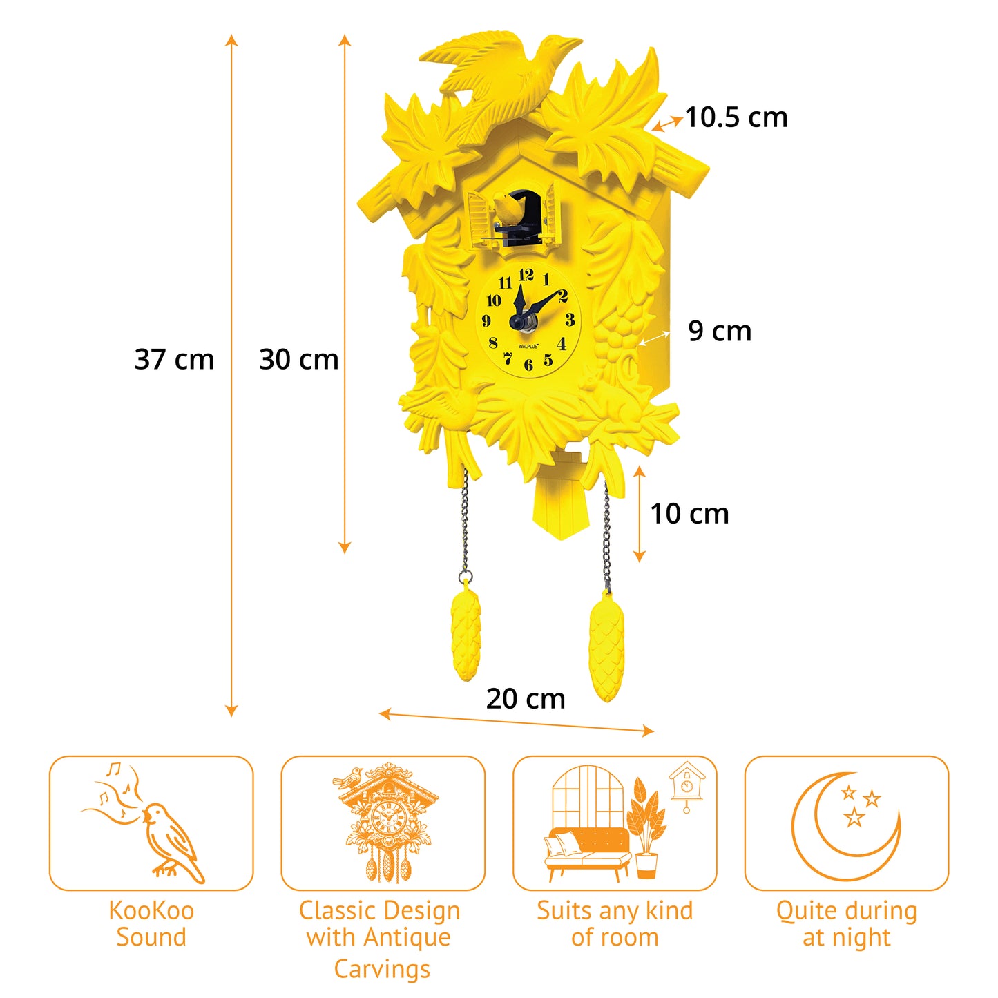 WC2049 - Yellow Vintage Cuckoo Clock