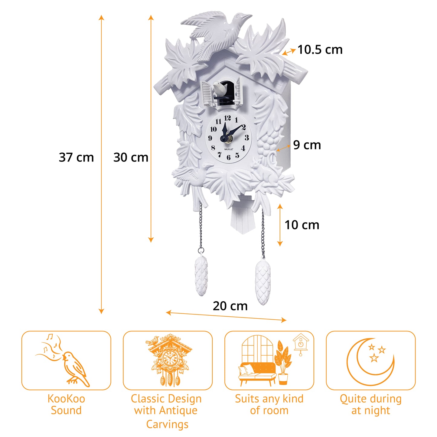 WC2054 - White Vintage Cuckoo Clock