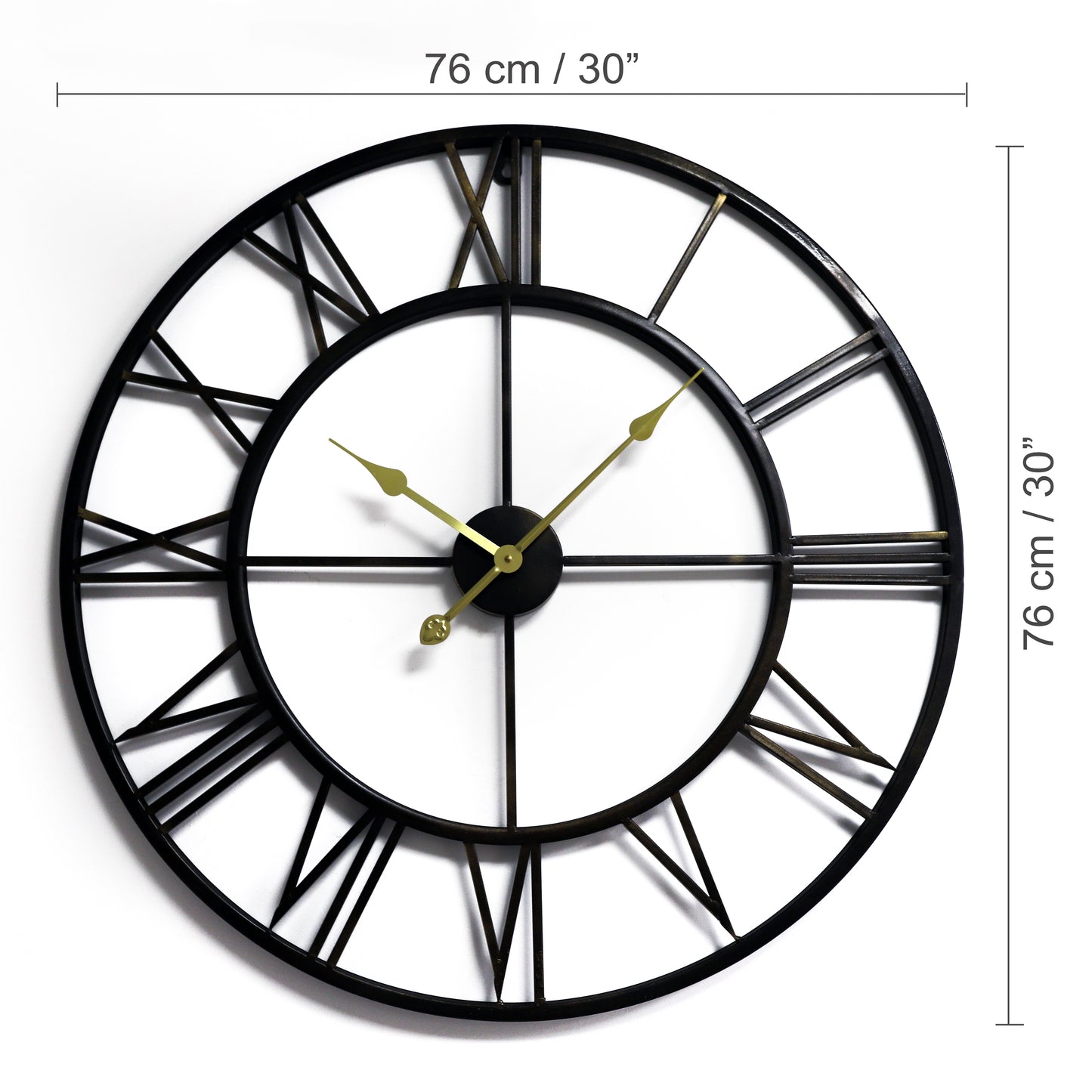 WC2063G Roman No. Iron Wall Clock Gold Hands - 76 cm / 30 in