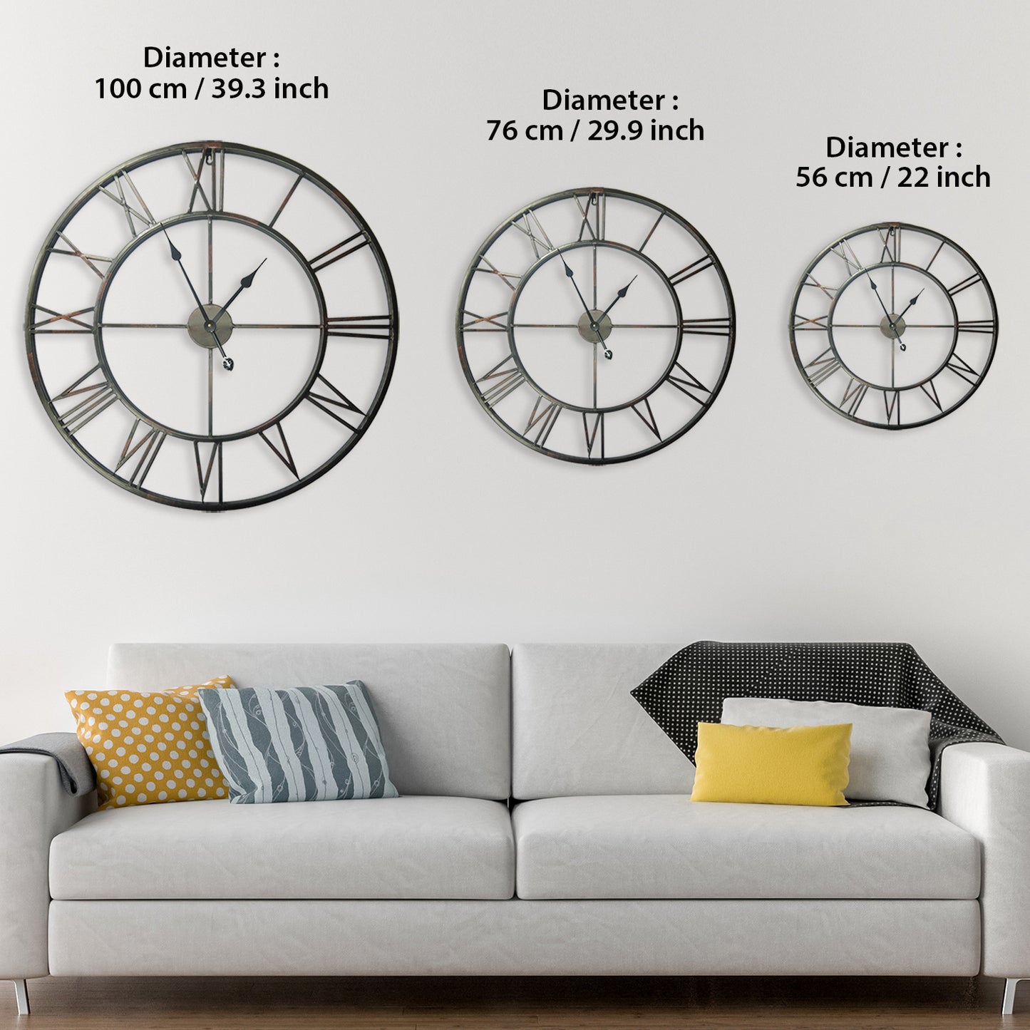 WC2083 - Roman No. Iron Wall Clock - 56 cm / 22 in