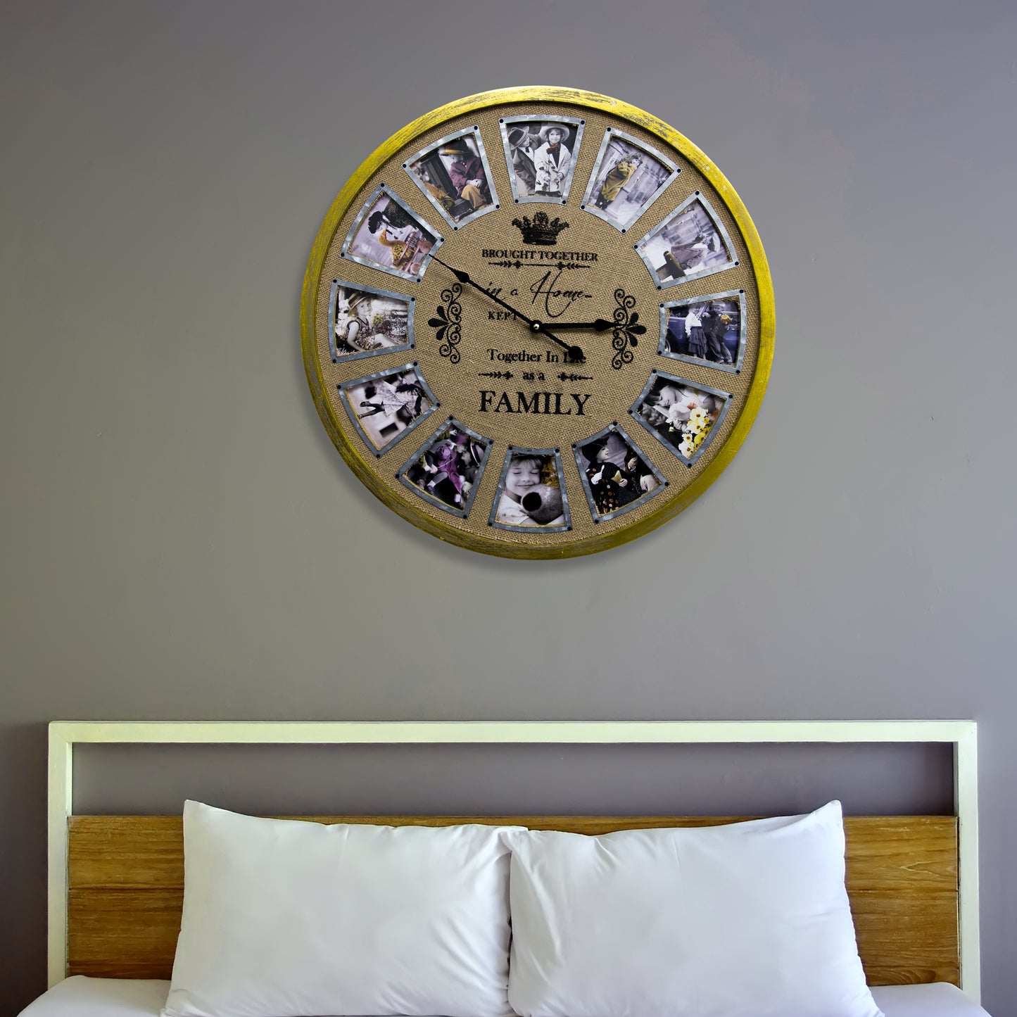 WC2086 - 60cm Family Photo Frame Timber Clock