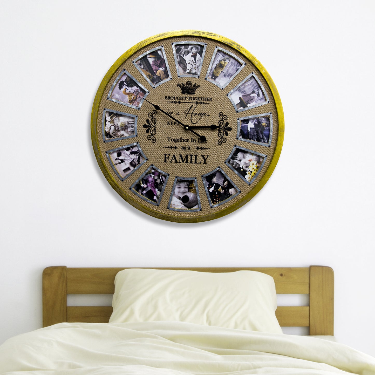 WC2086 - 60cm Family Photo Frame Timber Clock