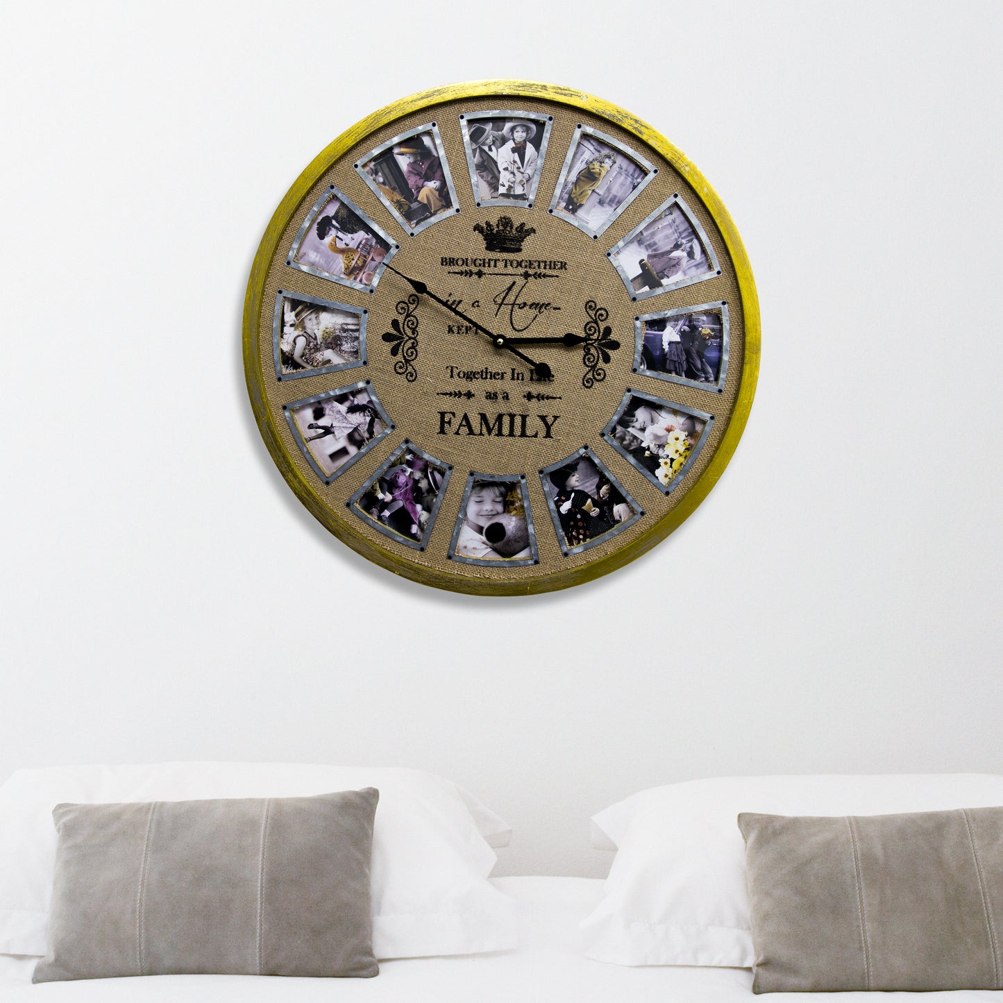 WC2086 - 60cm Family Photo Frame Timber Clock