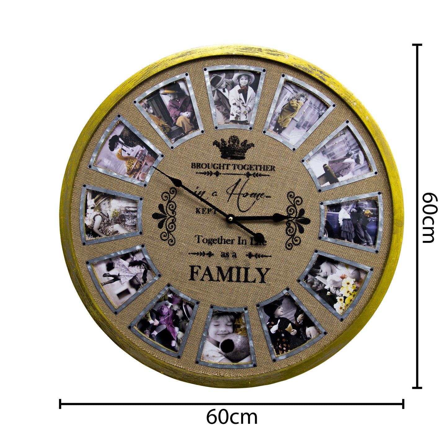 WC2086 - 60cm Family Photo Frame Timber Clock