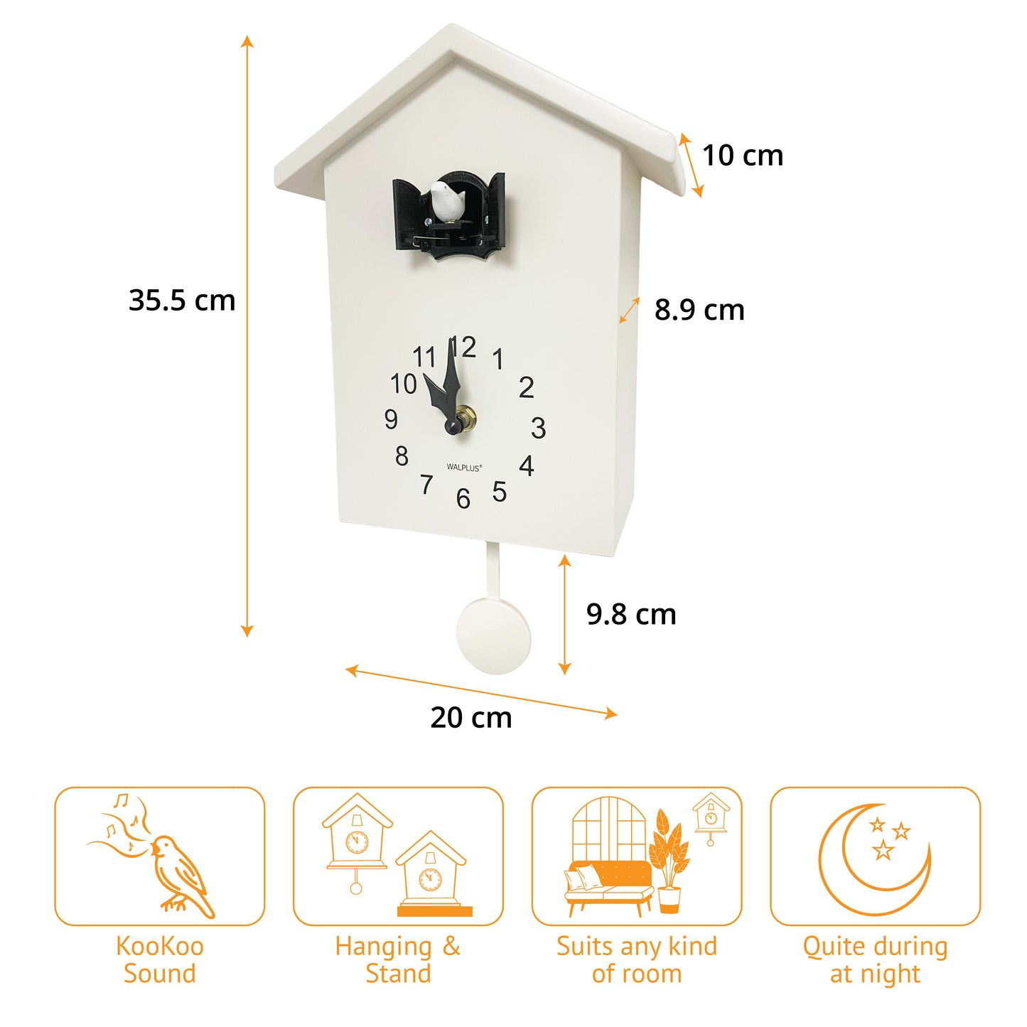 WC2090T - White Cuckoo Table Clock - Pink Window