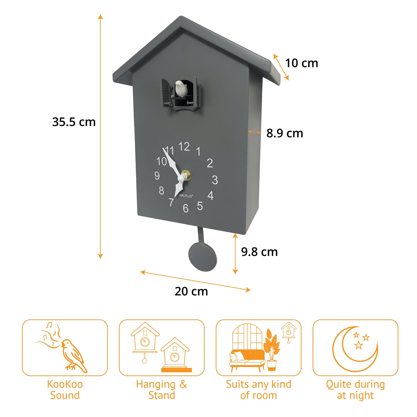 WC2139 - Grey Minimalist Cuckoo Clock
