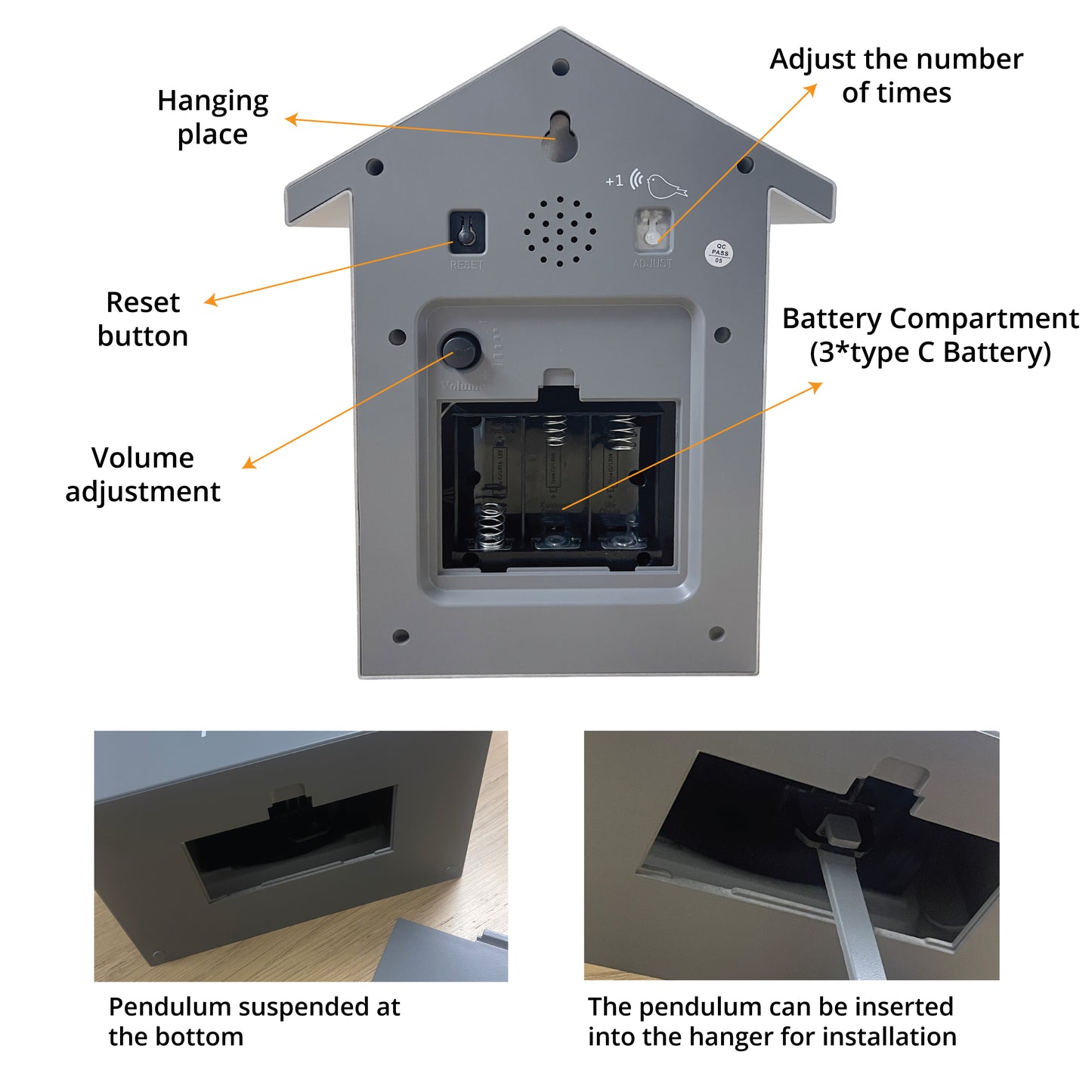 WC2139 - Grey Minimalist Cuckoo Clock