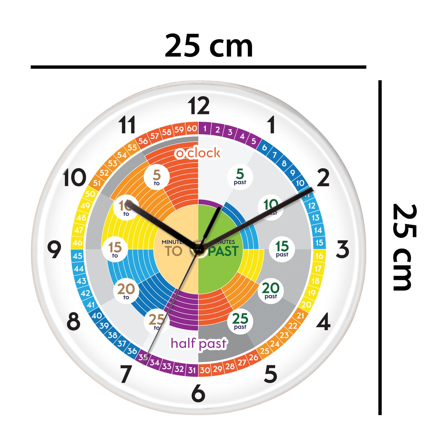 WC2094 - Tell the time Children Clock - 25 cm / 9.8 in
