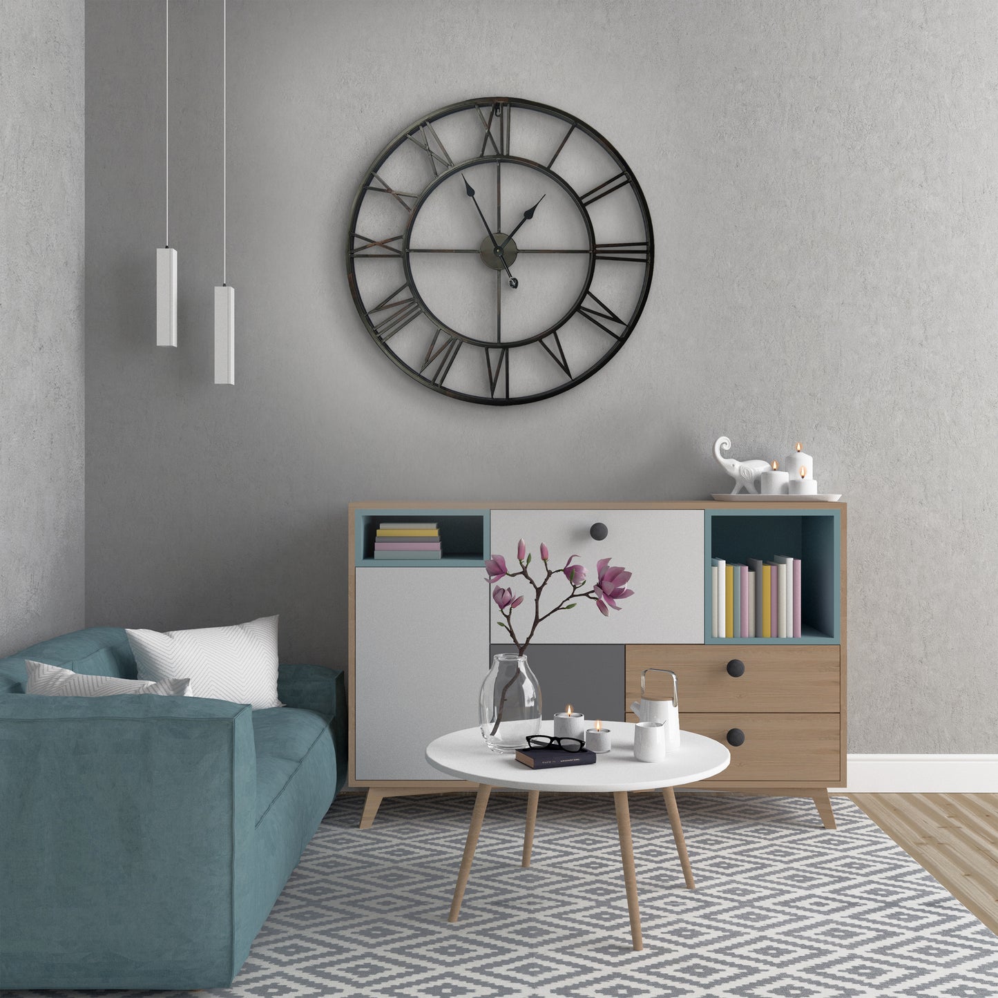 WC2136 - Giant Vintage Iron Clock - 97 cm / 38 in