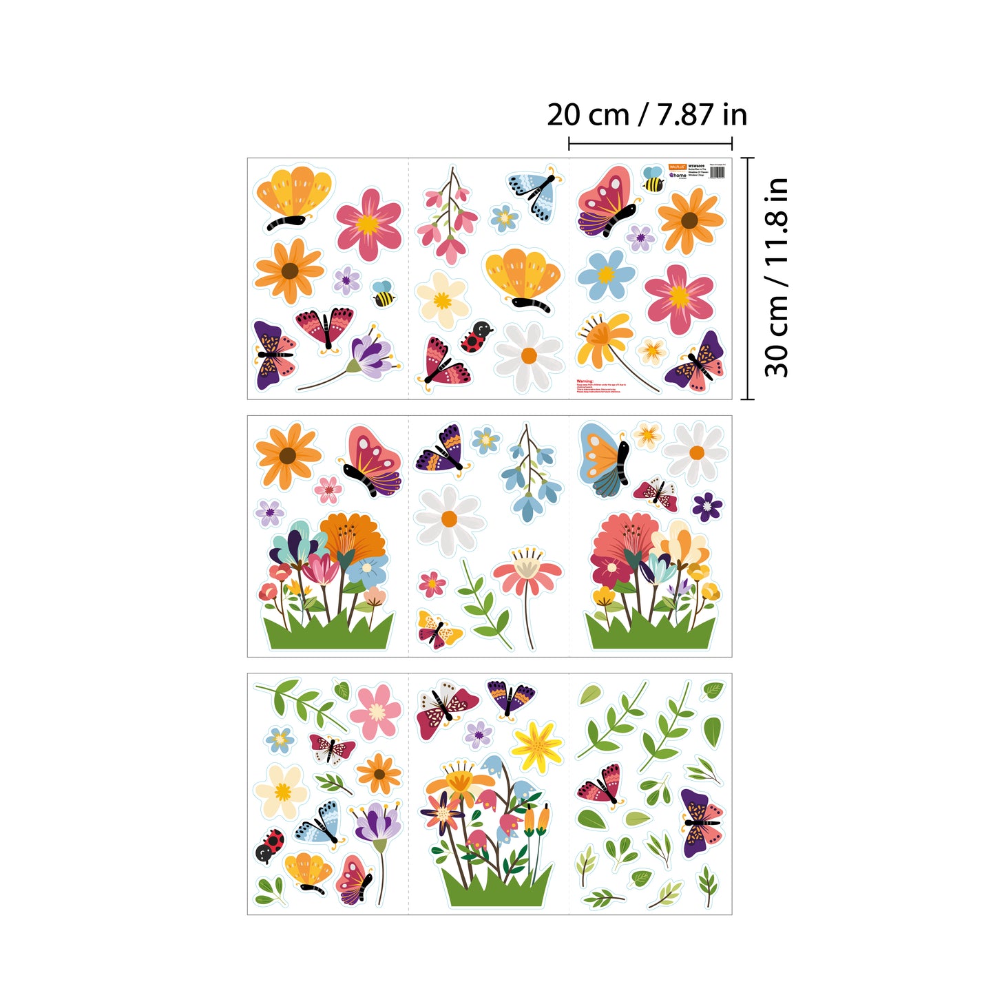 WSW6009 - Butterflies In The Meadow Of Flowers Window Clings