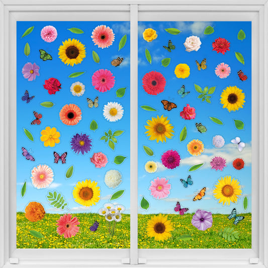 WSW6010 - Summer Bouquet With Butterflies Window Clings