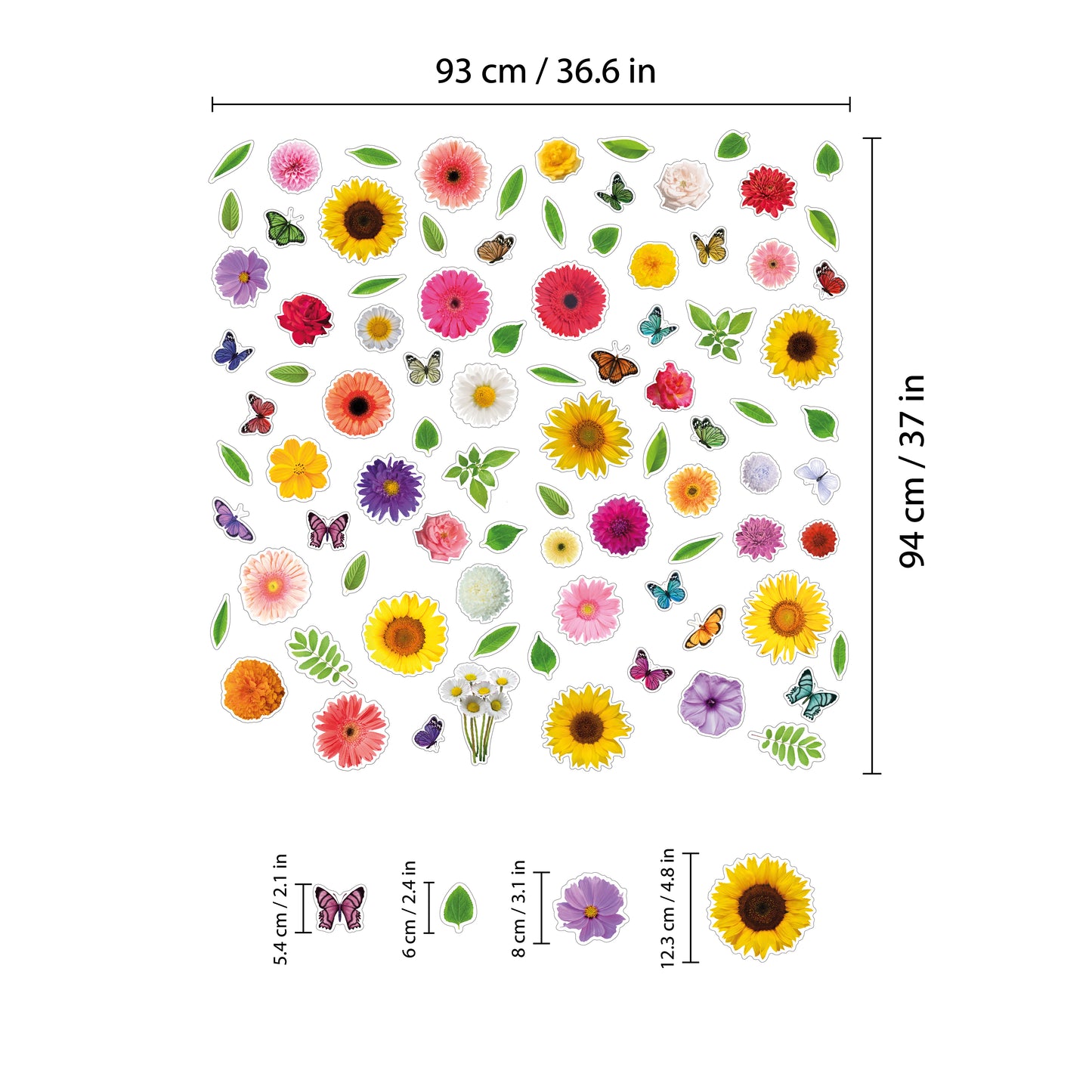 WSW6010 - Summer Bouquet With Butterflies Window Clings