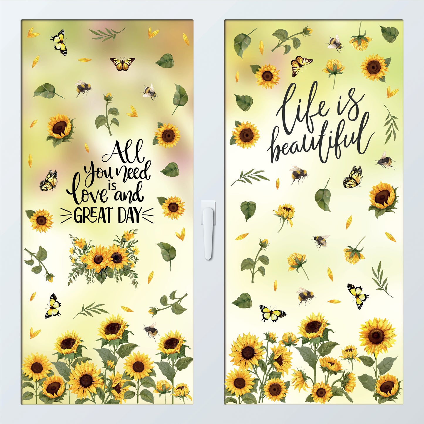WSW6019 - Sunflowers Watercolour with Butterflies and Bees Window Clings