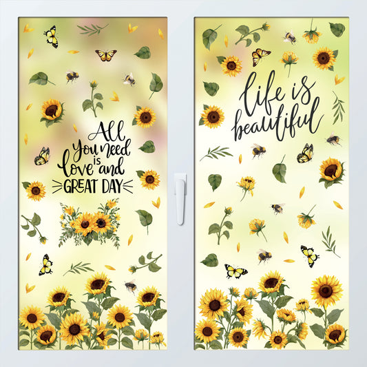 WSW6019 - Sunflowers Watercolour with Butterflies and Bees Window Clings