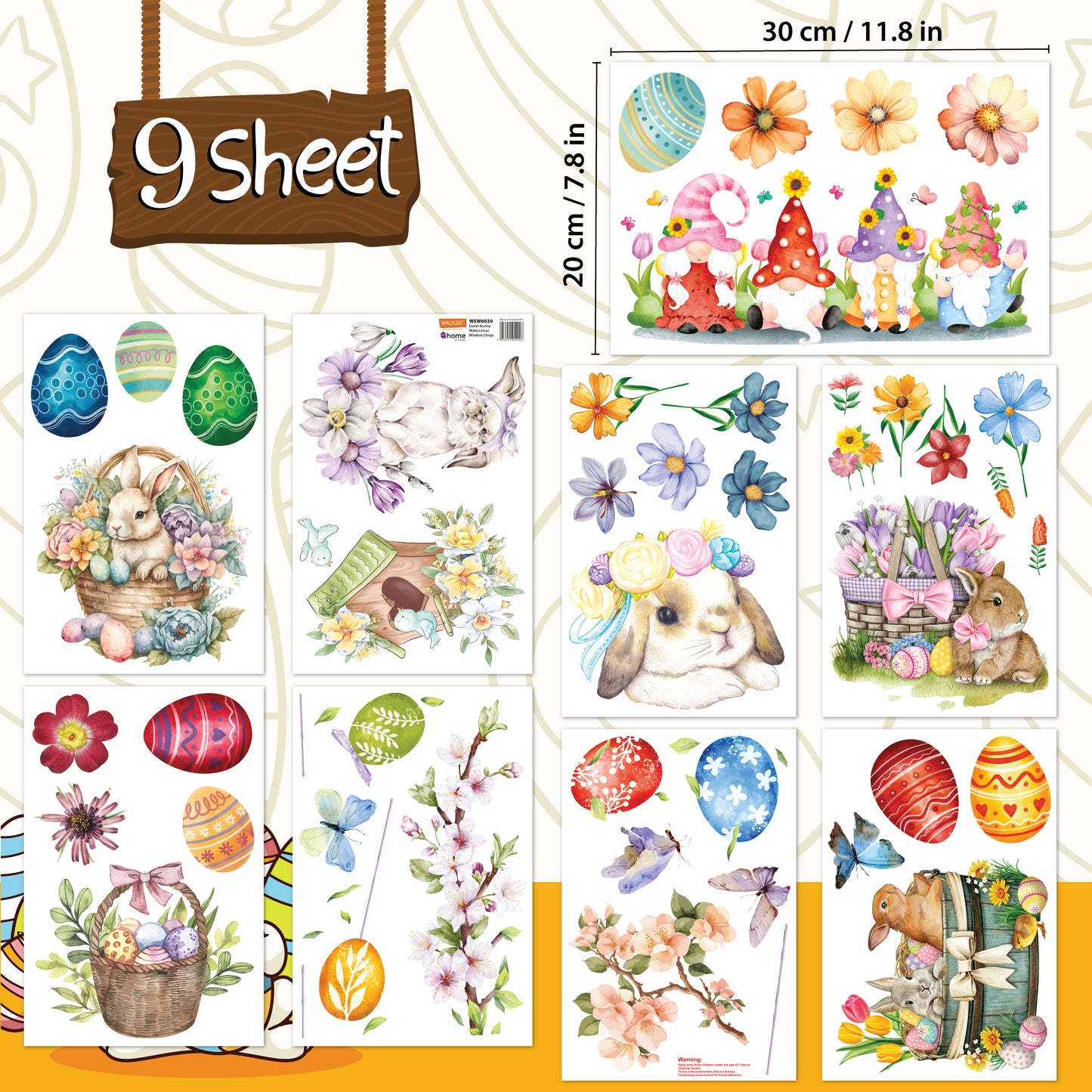 WSW6020 - Easter Bunny Watercolour Window Clings