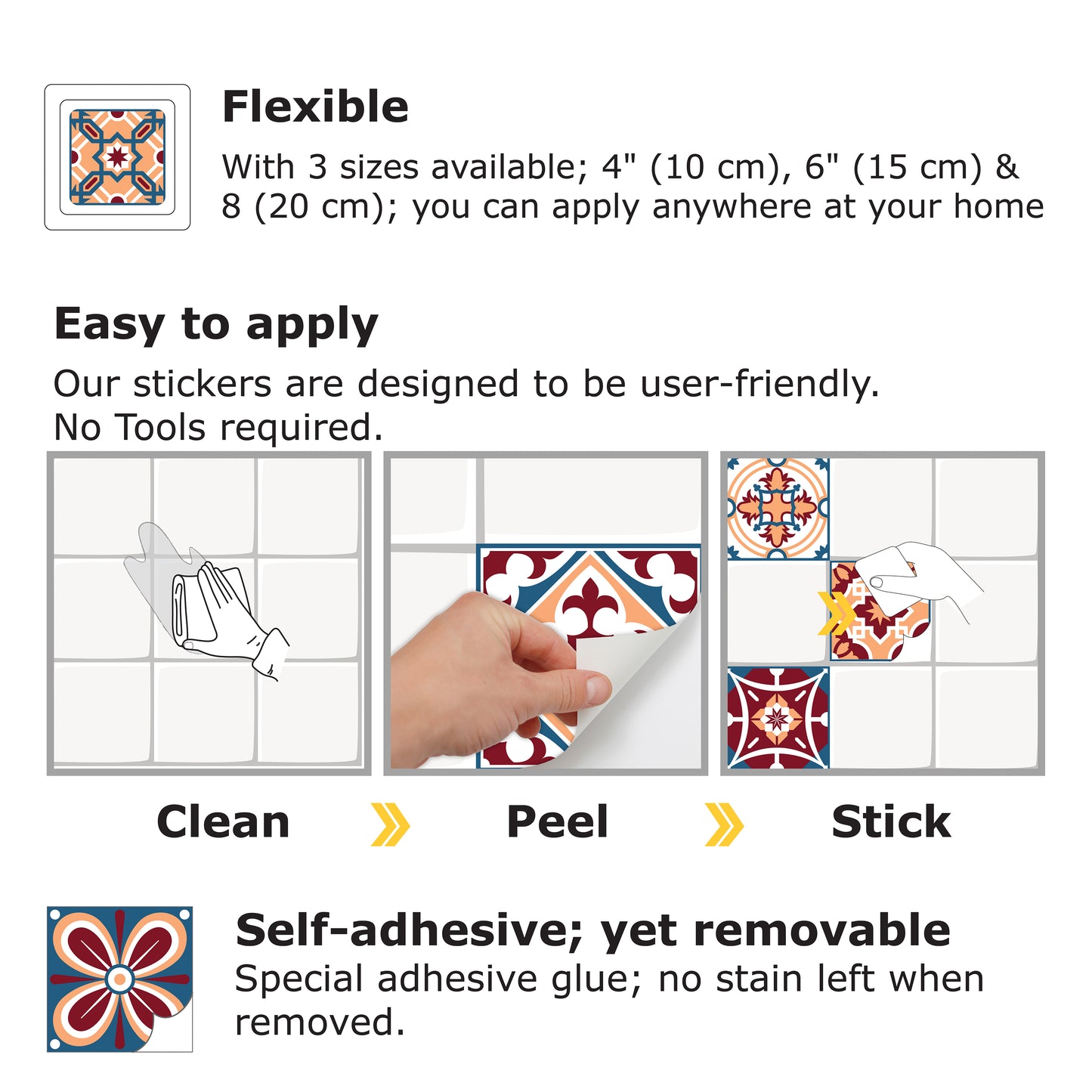 WT1505 - Westminster Tiles Wall Stickers 15 cm x 15 cm - 24 pcs.