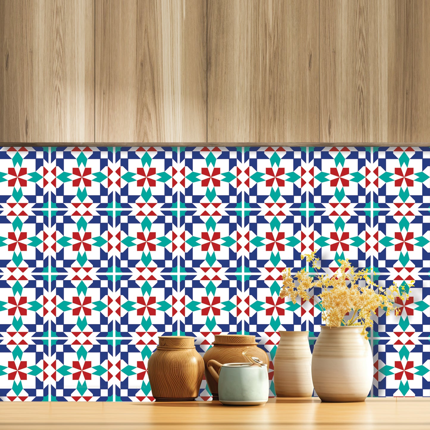 WT1508 - Marrakech Tiles Wall Stickers - 15 cm x 15 cm - 24 pcs.