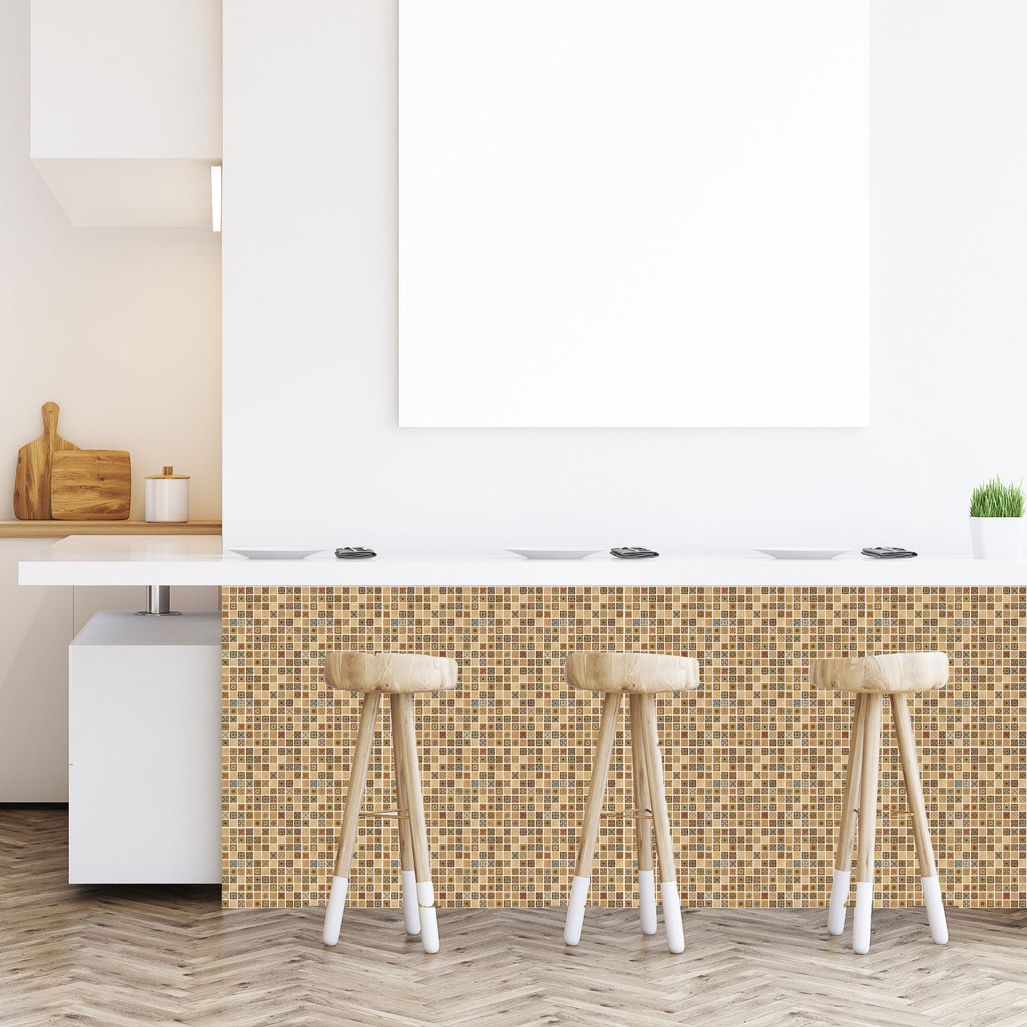 WT1594 - Antique Brown Azulejo Mosaic Wall Tile Sticker Set - 15 x 15 cm (6 x 6 in) - 24 pcs
