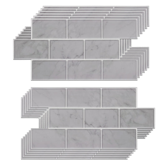 WT1902 - Grey Marble Stone Tile Sticker 6 x 12 inches / 15.4 x 30.5 cm  - 12pcs in a pack