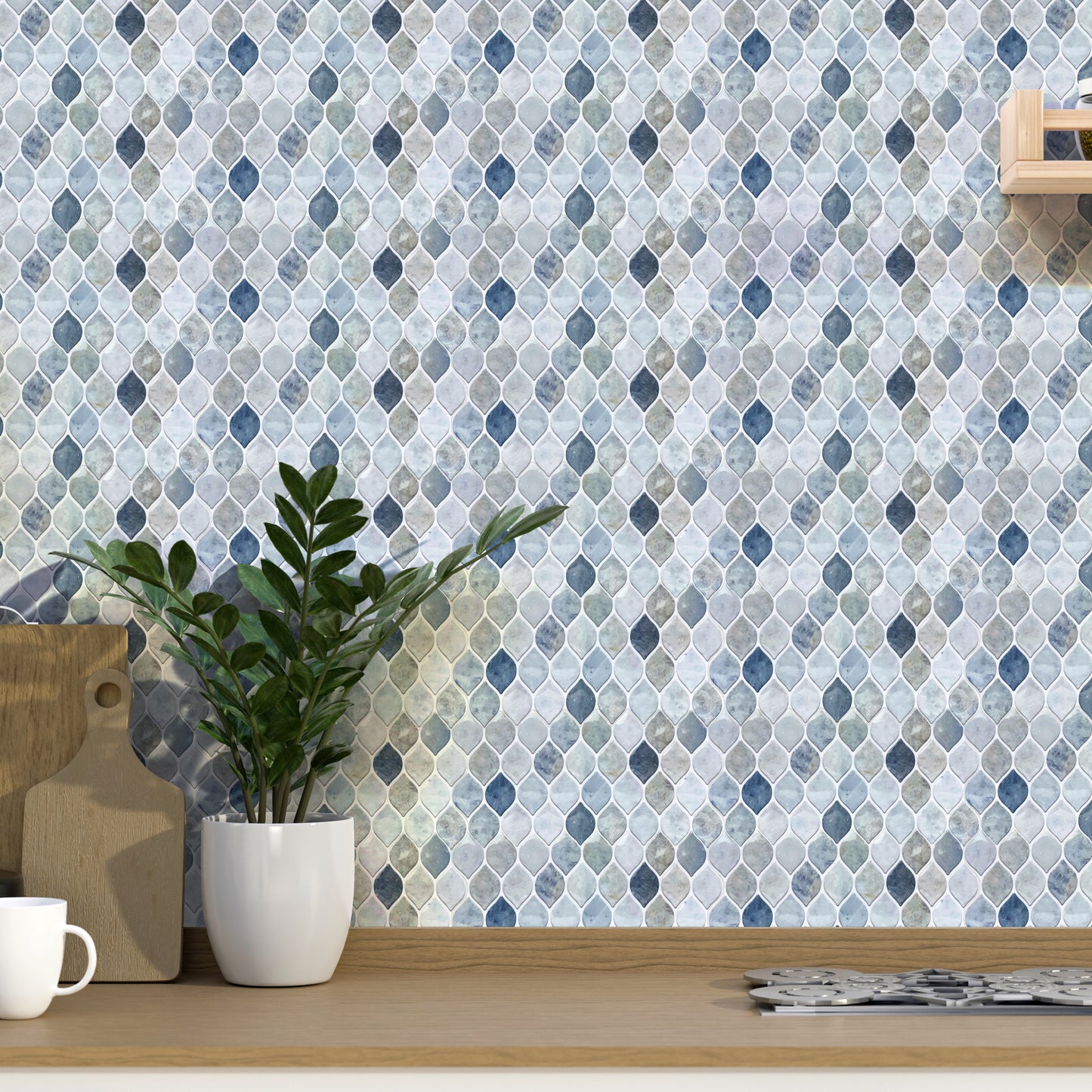 WT3D1802 - Leaf Grey Stone 3D Tile Sticker 30.5 x 15.4cm (12 x 6 in) - 20pcs in a pack