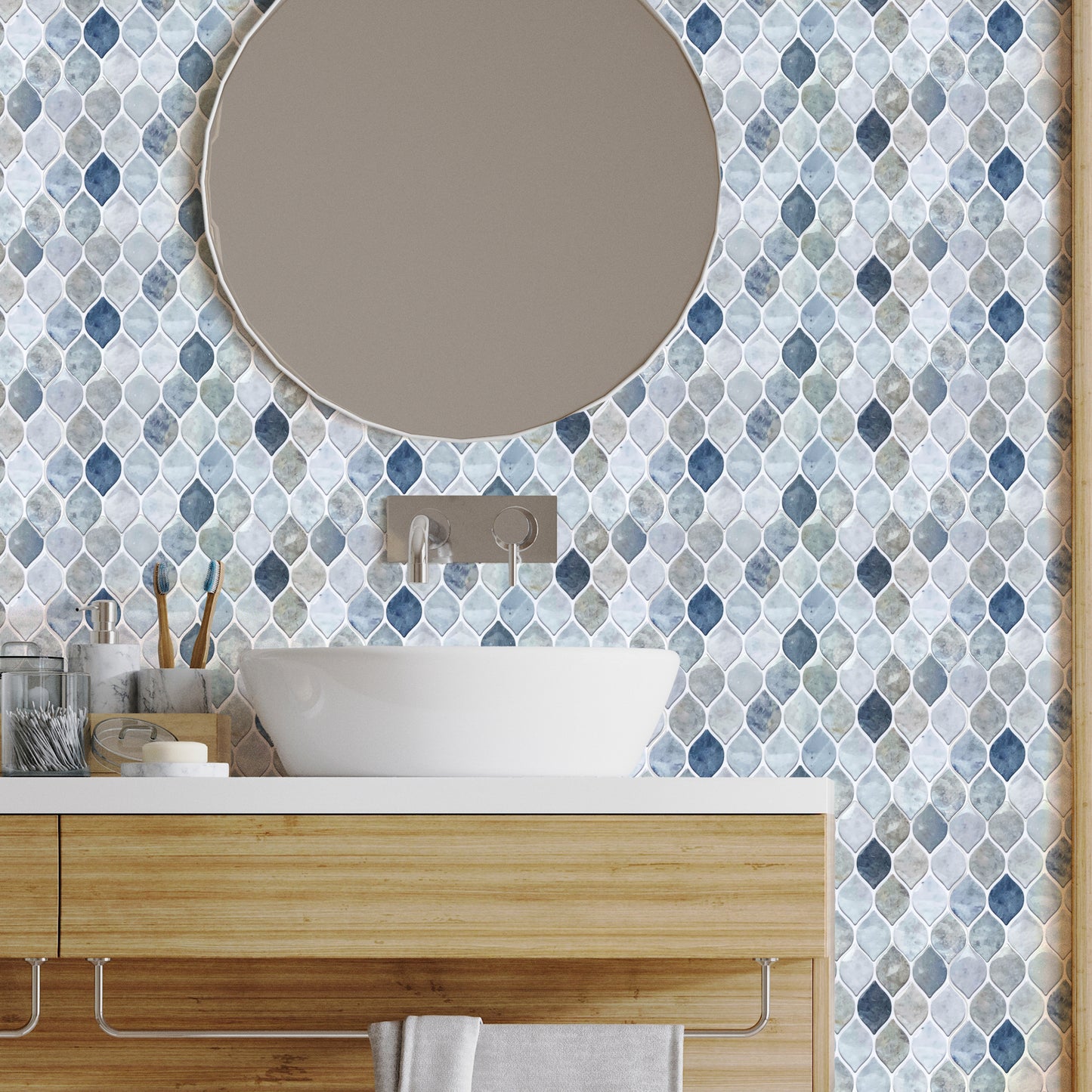 WT3D1802 - Leaf Grey Stone 3D Tile Sticker 30.5 x 15.4cm (12 x 6 in) - 20pcs in a pack