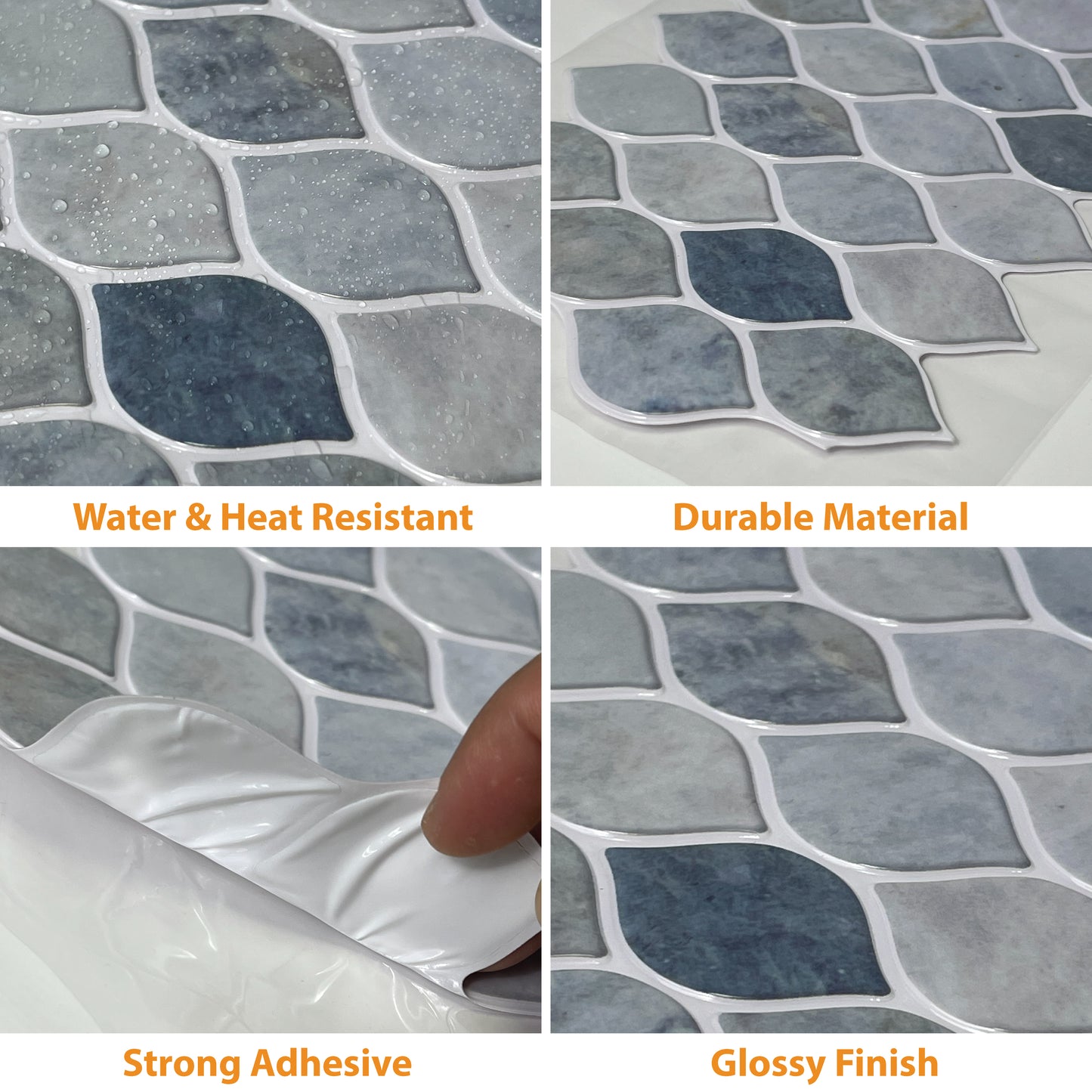 WT3D1802 - Leaf Grey Stone 3D Tile Sticker 30.5 x 15.4cm (12 x 6 in) - 20pcs in a pack