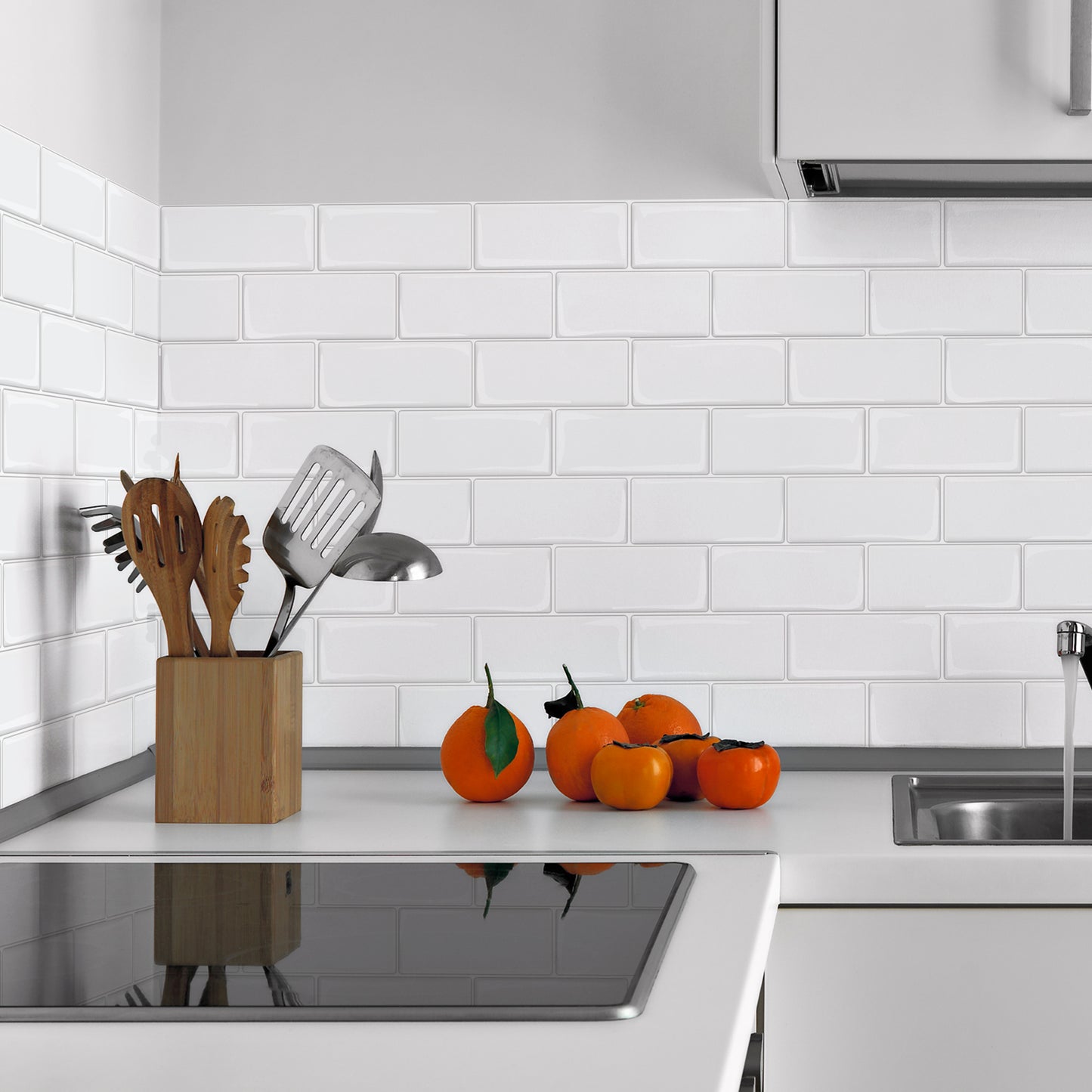 WT3D1805 - Pure White Mosaic 3D Tile Sticker 30.5 x 15.4cm (12 x 6 in) - 20pcs in a pack