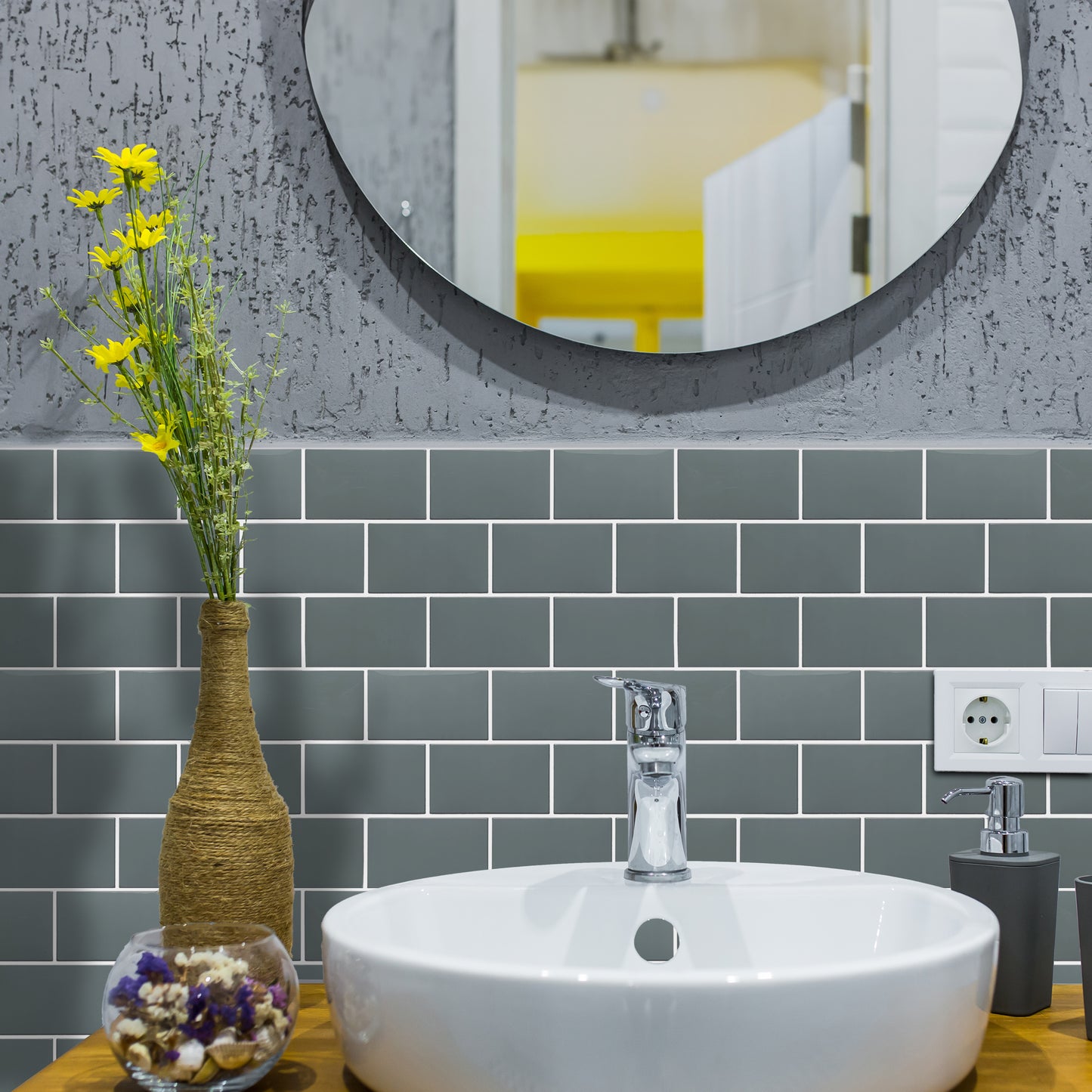 WT3D1820 - Elegant Grey Metro Subway Tile 3D Tile Sticker 30.5 x 15.4cm (12 x 6 in) - 20pcs in a pack