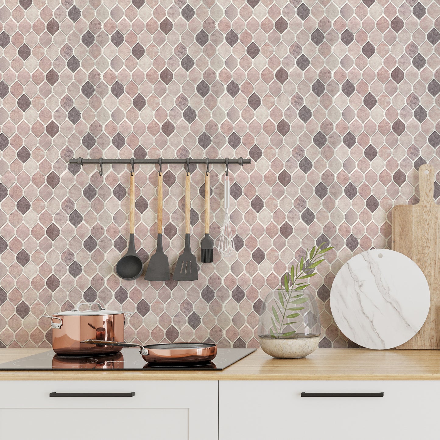 WT3D1824 - Brown Leaf Stone Glossy 3D Tile Sticker 30.5 x 15.4cm (12 x 6 in) - 20pcs in a pack