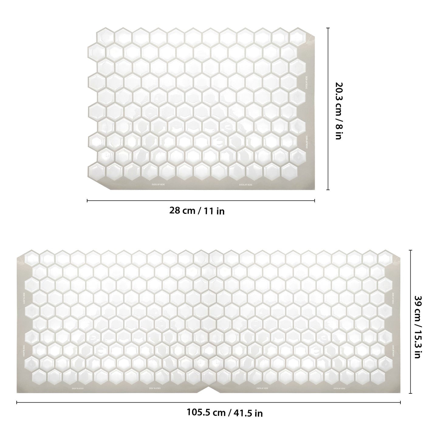 WT3D2006 - Honey Mini Hexa White Glossy 3D Tile Stickers 28 x 20cm (11 x 8 in) - 8pcs in a pack