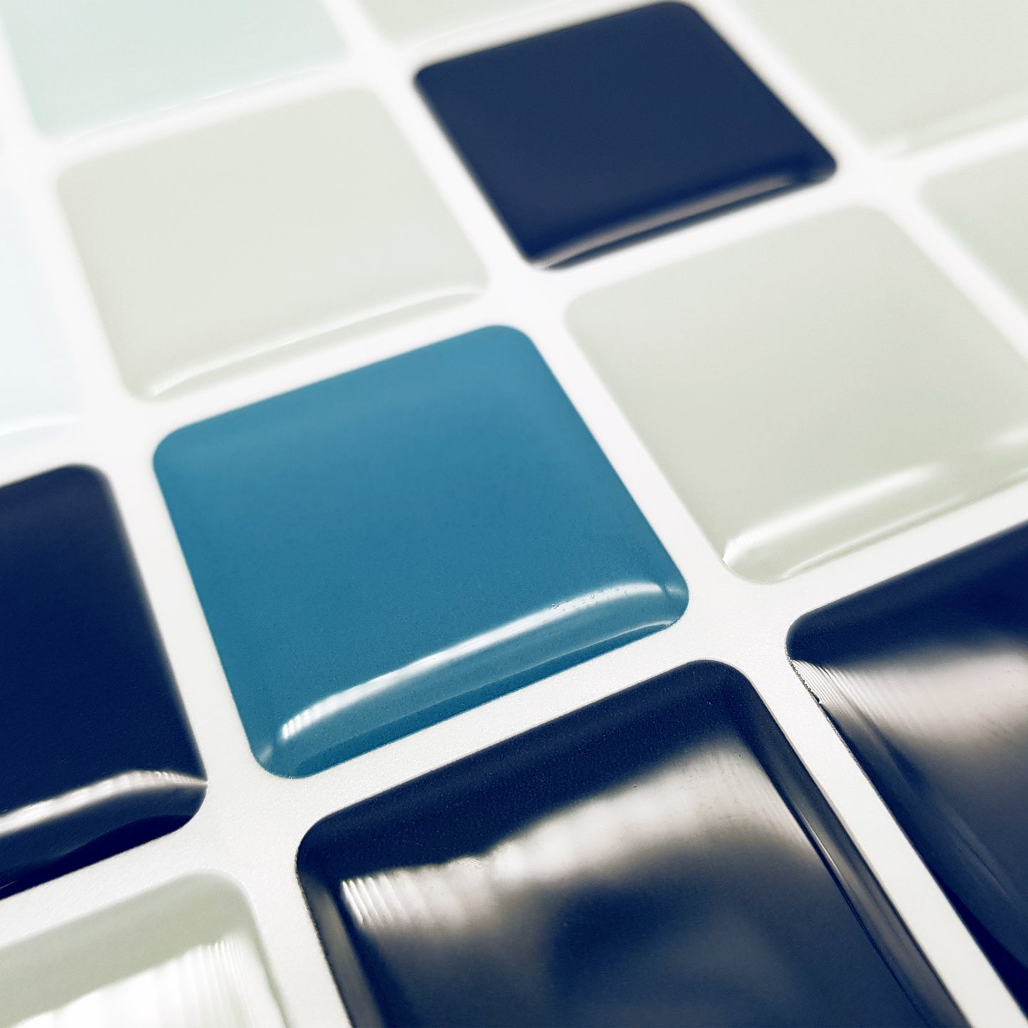 Blue Sea Mosaic Glossy 3D Sticker Tile 30.5 x 15.4cm (12 x 6 in) - 12pcs in a pack