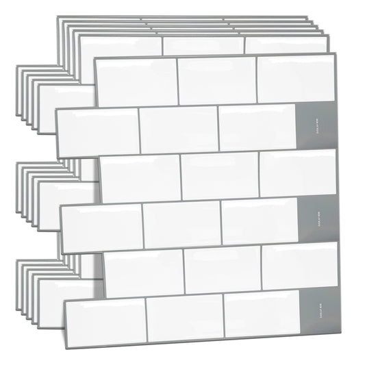London Metro Classic Brick Brilliant White Glossy 3D Tile 30.5 x 30.5cm - 6 pcs