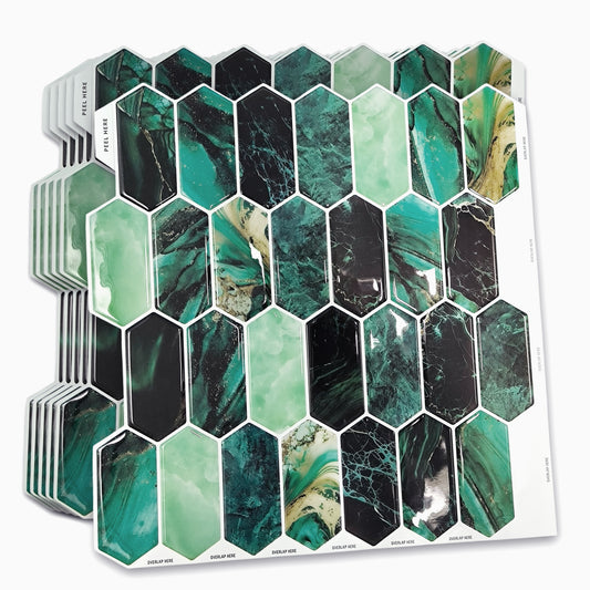 Green Hexagon Honeycomb 3D Sticker Tile 12 x 12 inches / 30.5 x 30.5 cm - 6pcs in a pack