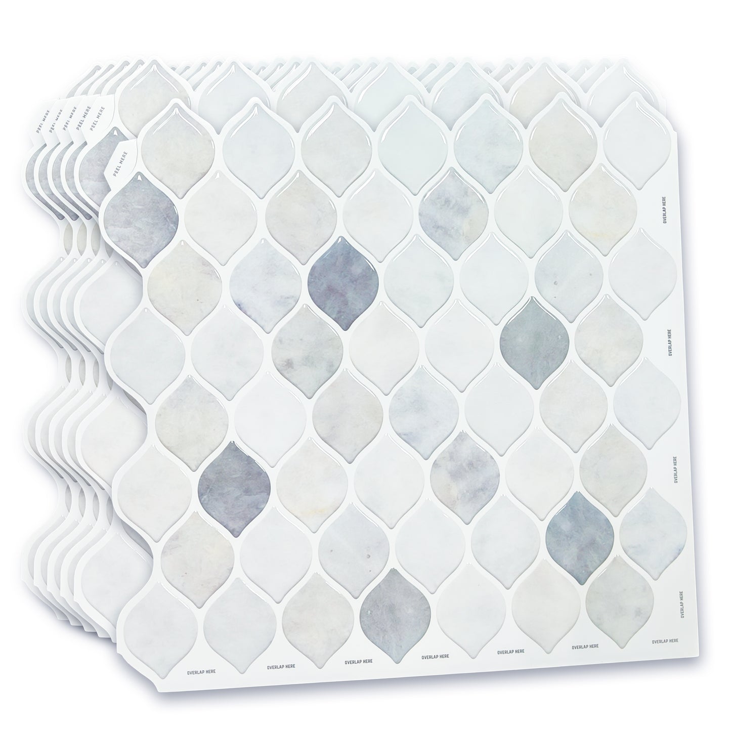 Grey Leaf Stone 3D Sticker Tile 12 x 12 inches / 30.5 x 30.5 cm - 6pcs in a pack