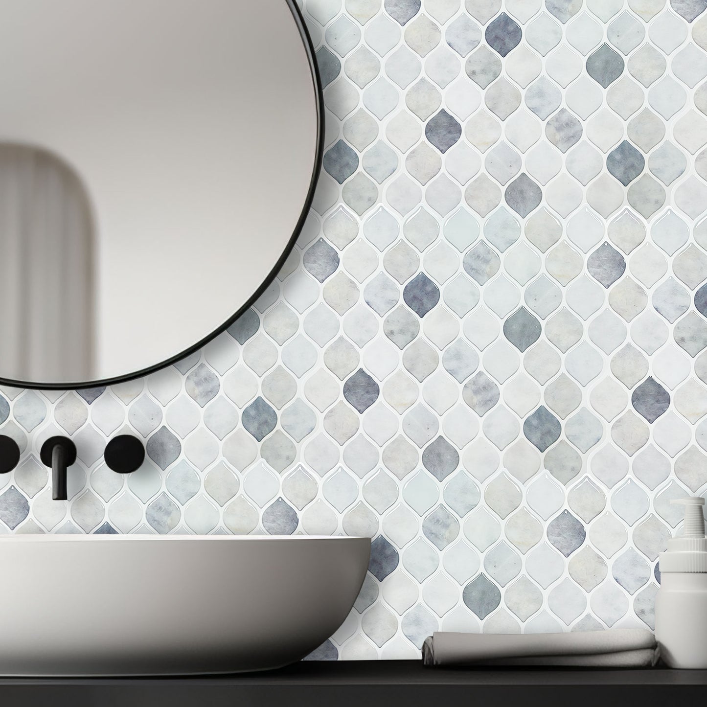 Grey Leaf Stone 3D Sticker Tile 12 x 12 inches / 30.5 x 30.5 cm - 6pcs in a pack
