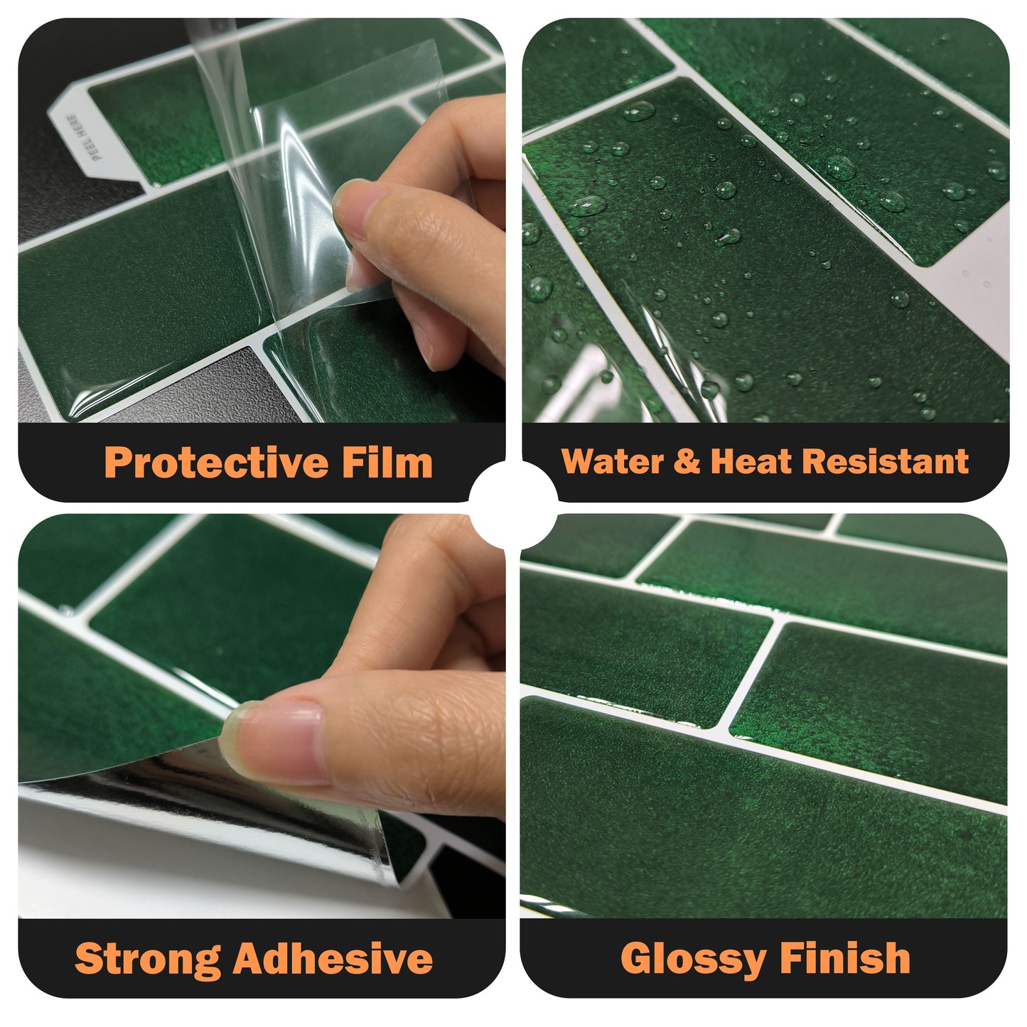 Green Stone Classic Blend 3D Sticker Tile 12 x 12 inches / 30.5 x 30.5 cm - 6pcs in a pack