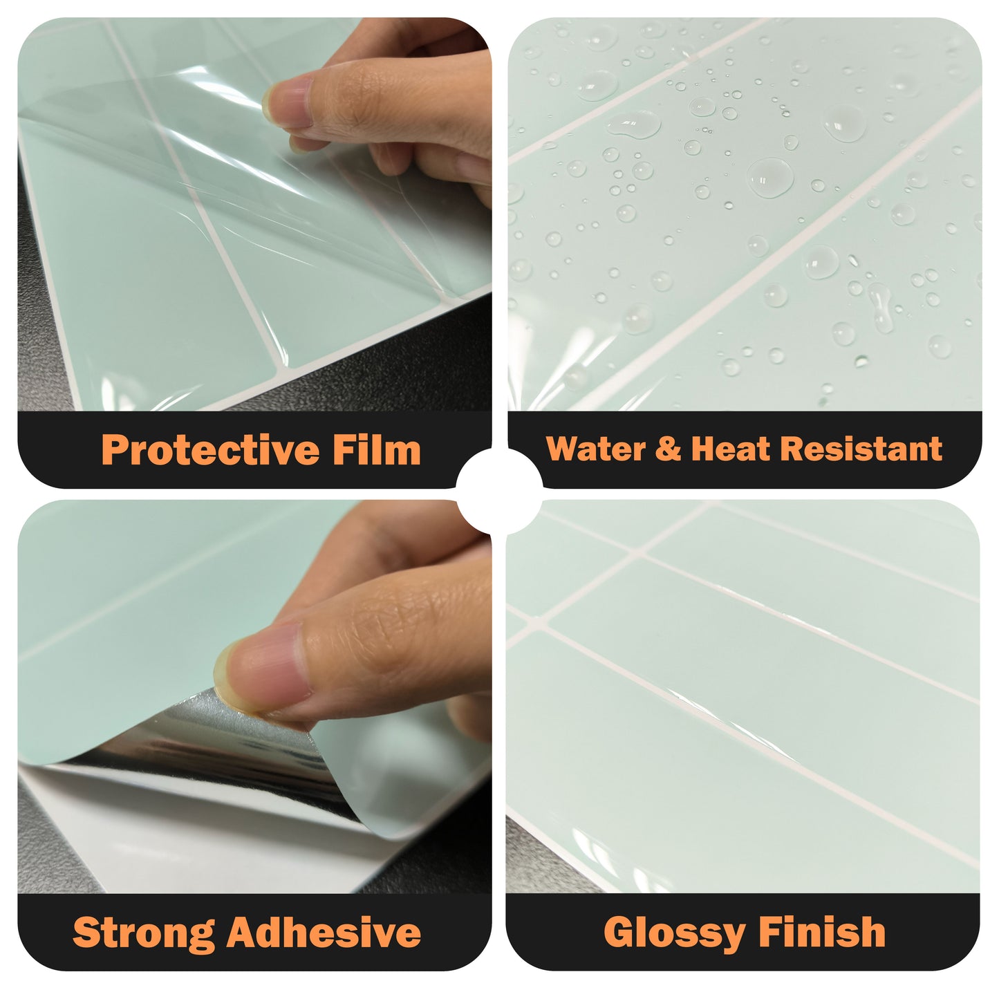Light Sea Green Rectangular 3D Sticker Tile 12 x 12 inches / 30.5 x 30.5 cm - 6pcs in a pack