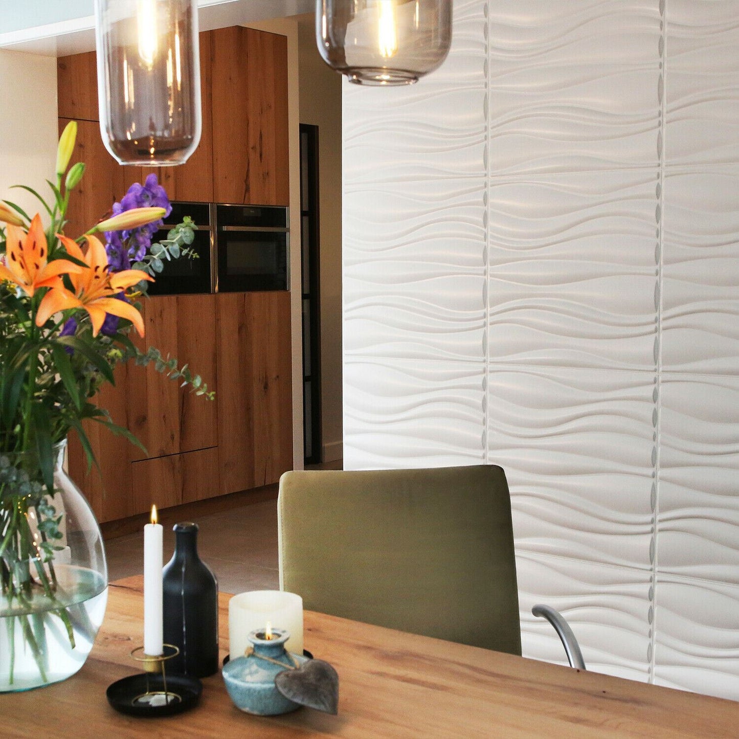 W3DP0004 - GA- WA04 Waves Eco Friendly 3D Wall Panels Decorative Tiles - 50x50 cm - 12 Boards (for 3 sqm2)