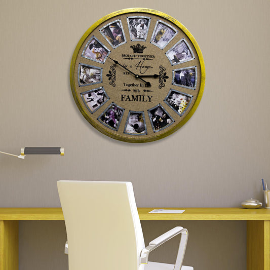 WC2086 - 60cm Family Photo Frame Timber Clock