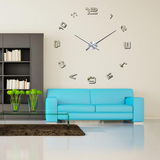 WC2059 - Luxury DIY Wall Clock - Silver Acrylic Arabic Numbers