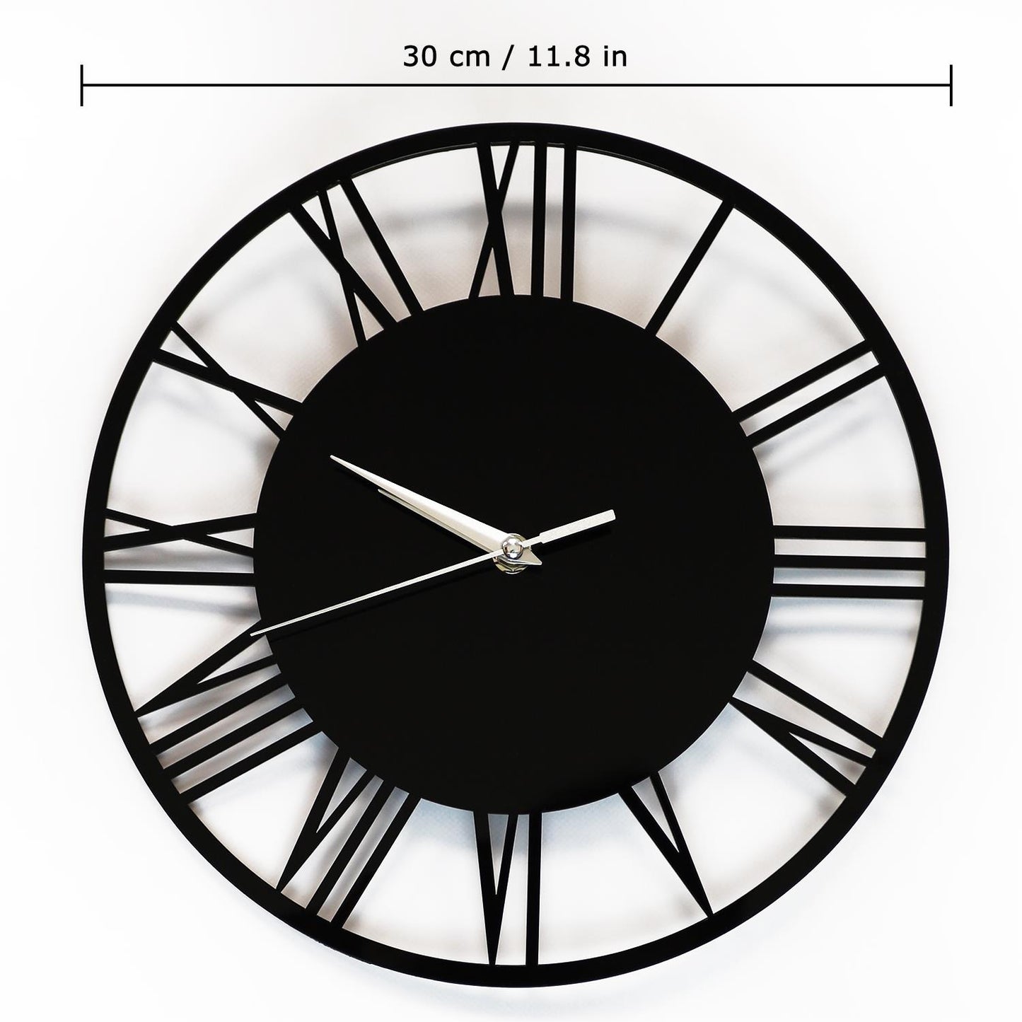 WC2134 - Acrylic Gloss Roman Wall Clock Black - 30 cm / 11.8 in