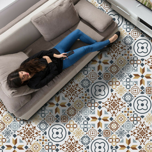 WFS6013 - Azulejo Tiles Melange Floor Sticker 120cm x 60 cm