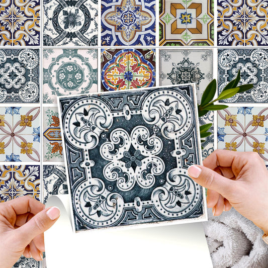 WT1583 - Corfu Colourful Mediterranean Wall Tile Sticker Set - 15 x 15 cm (6 x 6 in) - 24 pcs