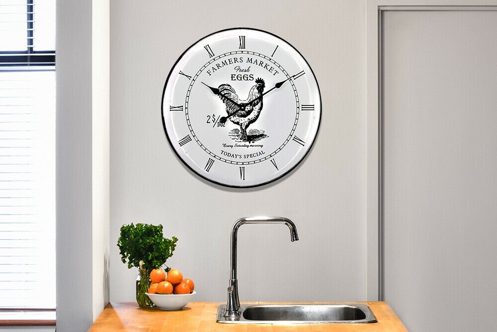 WC2128 - Vintage Rooster Metal Wall Clock - 60 cm / 23.6 in