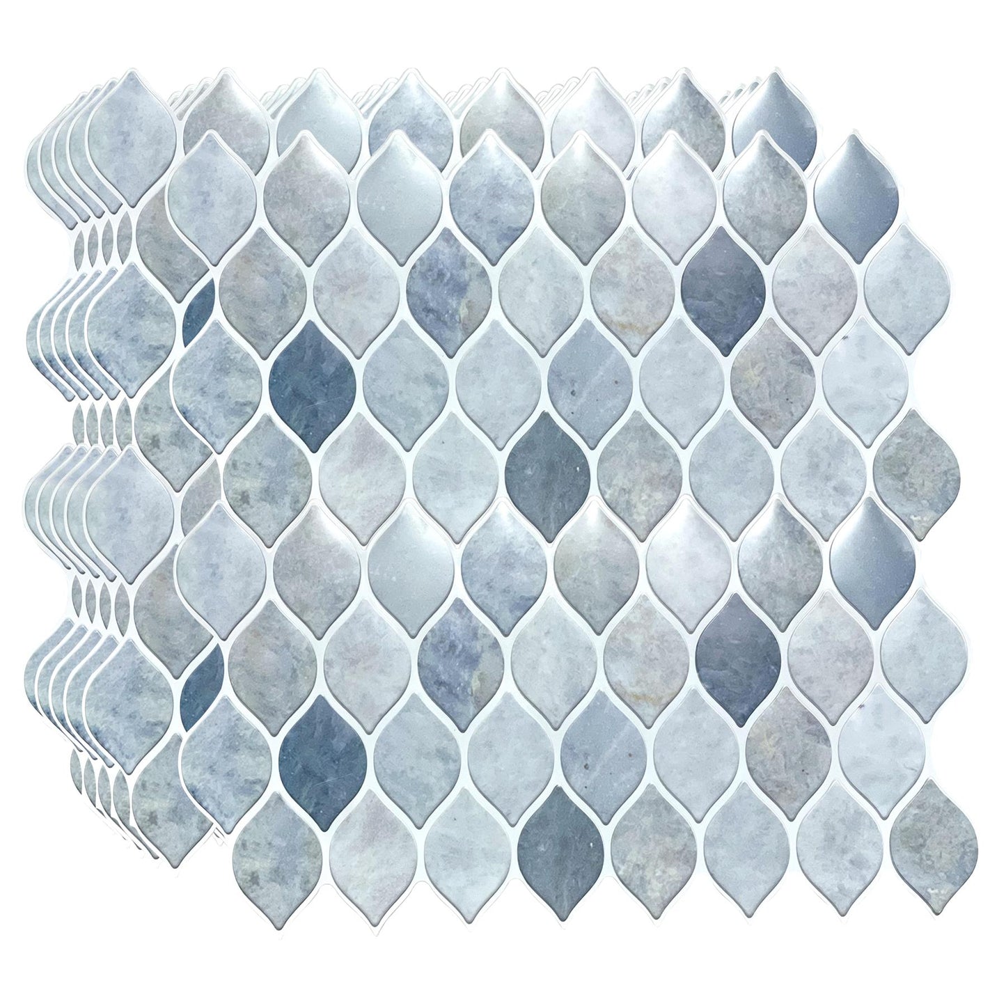 WT3D1802 - Leaf Grey Stone 3D Tile Sticker 30.5 x 15.4cm (12 x 6 in) - 20pcs in a pack