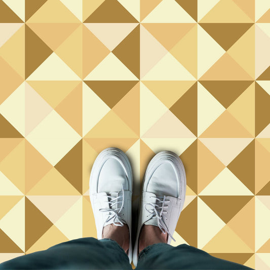 WFS6026 - Abstract Geometric Pattern Champagne Color Palette Floor Stickers 120cm x 60 cm