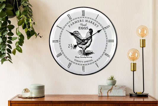 WC2128 - Vintage Rooster Metal Wall Clock - 60 cm / 23.6 in
