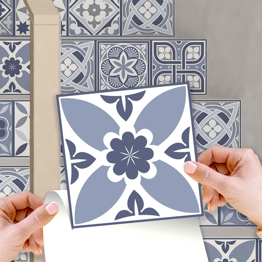 WT1503 - Lisbon Blue Tiles Wall Stickers - 15 cm x 15 cm - 24 pcs.