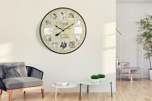 WC2124 - Family Photo Frame Timber Wall Clock - 70 cm / 27.5 in